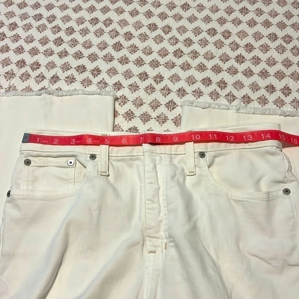 Madewell Cali Demi Boot Jeans in Pure White Denim Raw Hem Edition Size 29